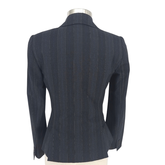Club Monaco Blazer Wool Gray Pinstripe Long Sleeve 1 Button Career Jacket 4 - Picture 4 of 7